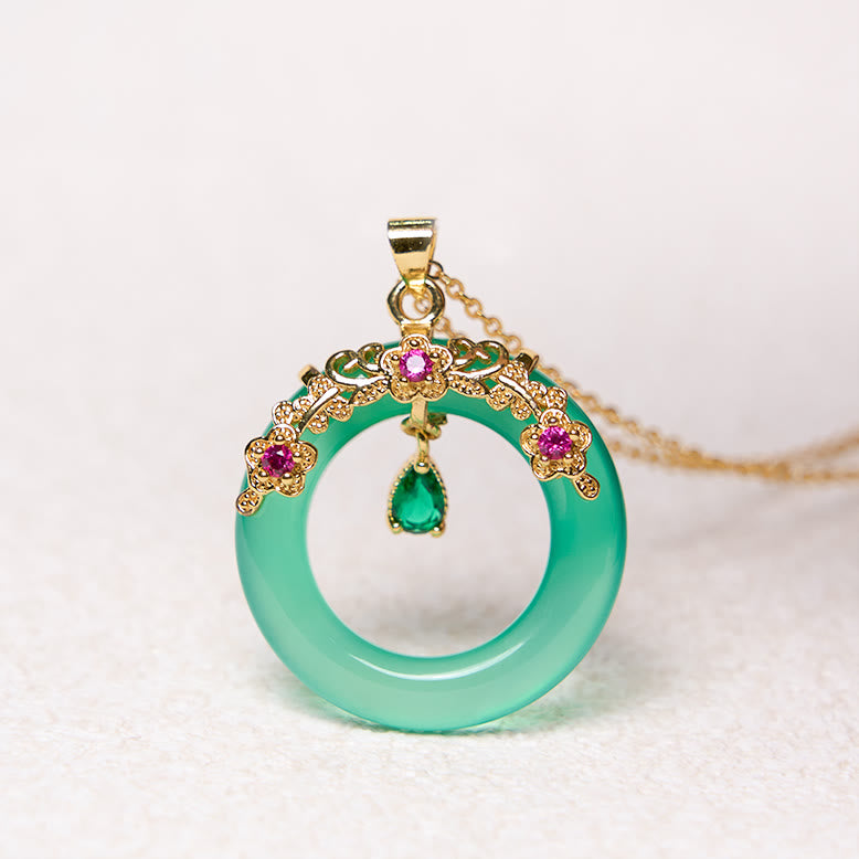 Buddha Stones Zielony Chalcedon Pokój Klamra Projekt Siła Naszyjnik Wisiorek