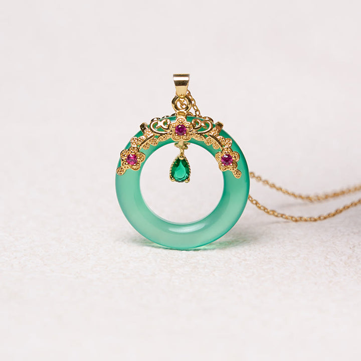 Buddha Stones Zielony Chalcedon Pokój Klamra Projekt Siła Naszyjnik Wisiorek