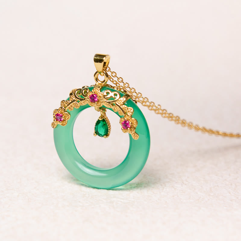 Buddha Stones Zielony Chalcedon Pokój Klamra Projekt Siła Naszyjnik Wisiorek
