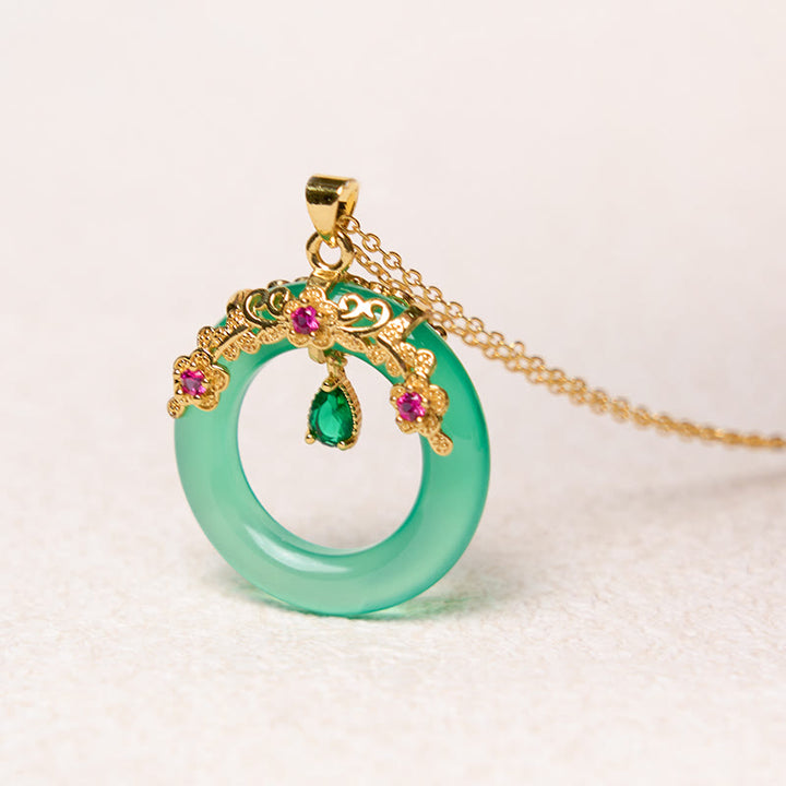 Buddha Stones Zielony Chalcedon Pokój Klamra Projekt Siła Naszyjnik Wisiorek