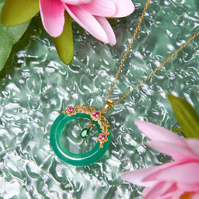 Buddha Stones Zielony Chalcedon Pokój Klamra Projekt Siła Naszyjnik Wisiorek
