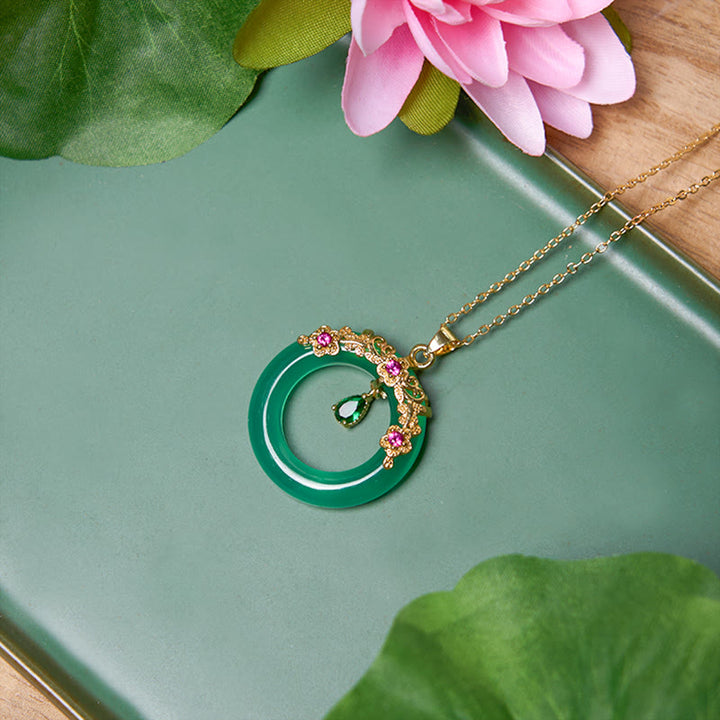 Buddha Stones Zielony Chalcedon Pokój Klamra Projekt Siła Naszyjnik Wisiorek