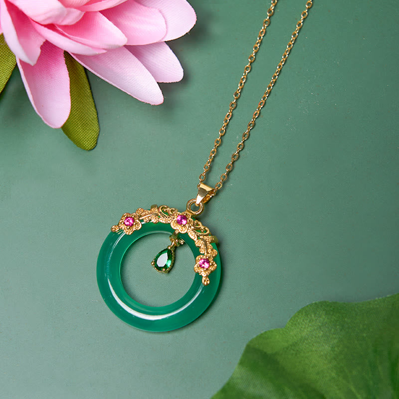 Buddha Stones Zielony Chalcedon Pokój Klamra Projekt Siła Naszyjnik Wisiorek