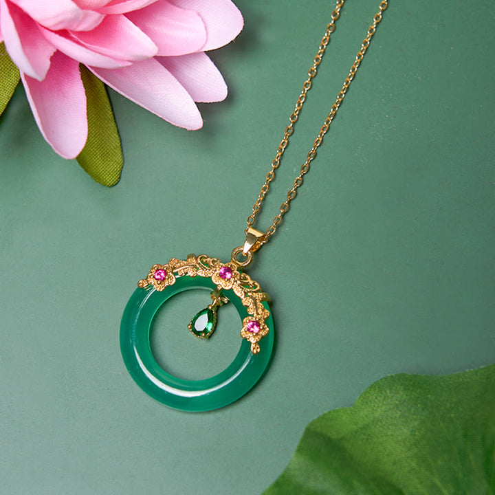 Buddha Stones Zielony Chalcedon Pokój Klamra Projekt Siła Naszyjnik Wisiorek