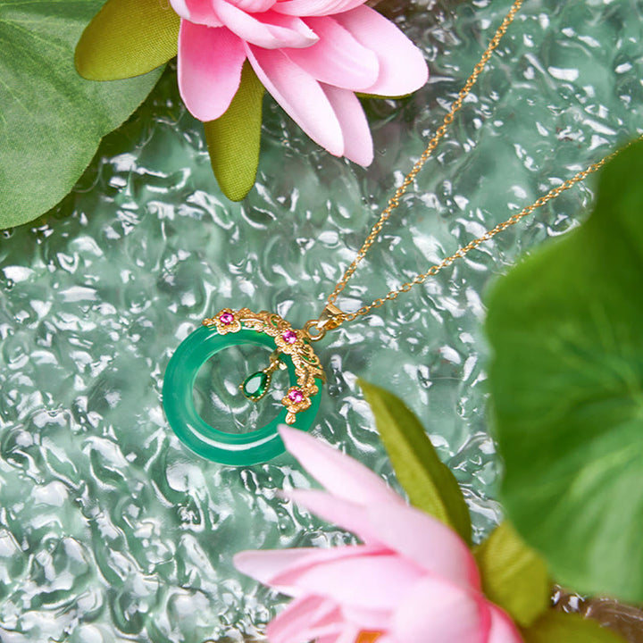 Buddha Stones Zielony Chalcedon Pokój Klamra Projekt Siła Naszyjnik Wisiorek
