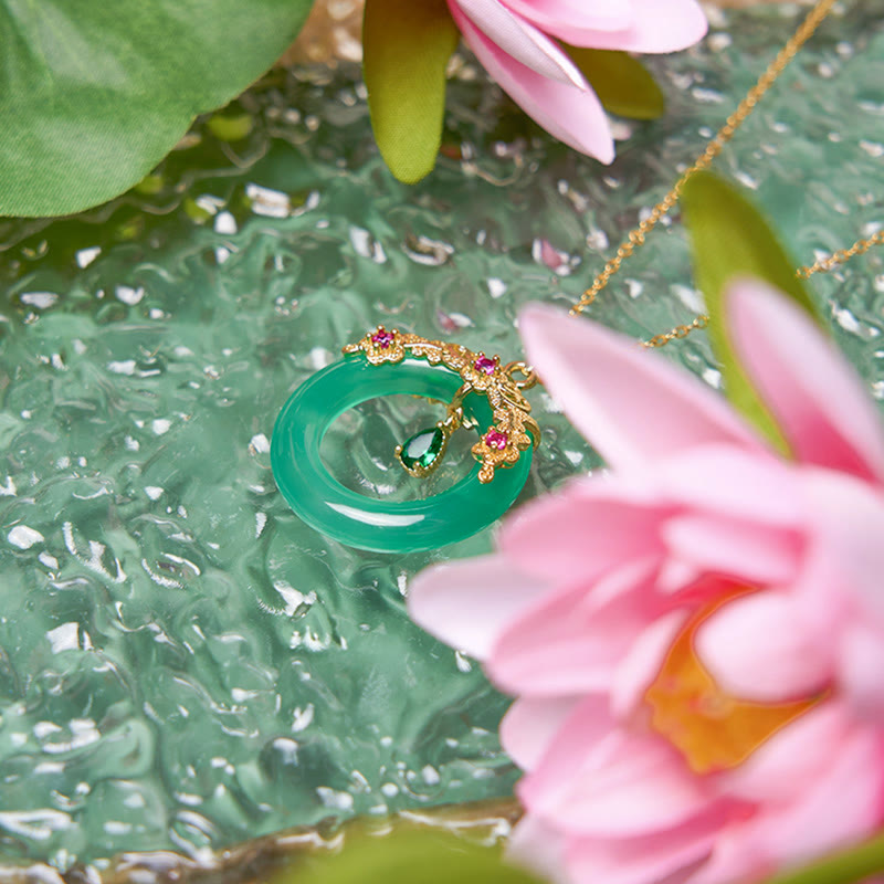 Buddha Stones Zielony Chalcedon Pokój Klamra Projekt Siła Naszyjnik Wisiorek