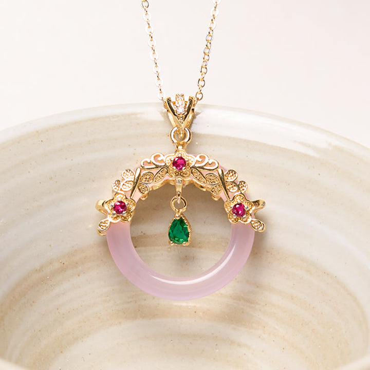 Buddha Stones Zielony Chalcedon Pokój Klamra Projekt Siła Naszyjnik Wisiorek