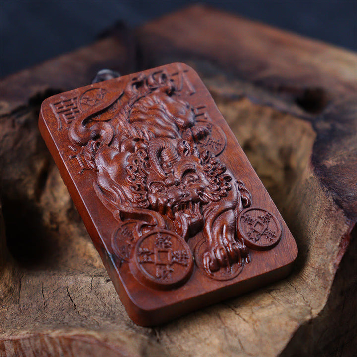Buddha Stones Naturalne Uderzenie Pioruna Jujube Drewno PiXiu Miedziana Moneta Naszyjnik Dobrobytu Wisiorek