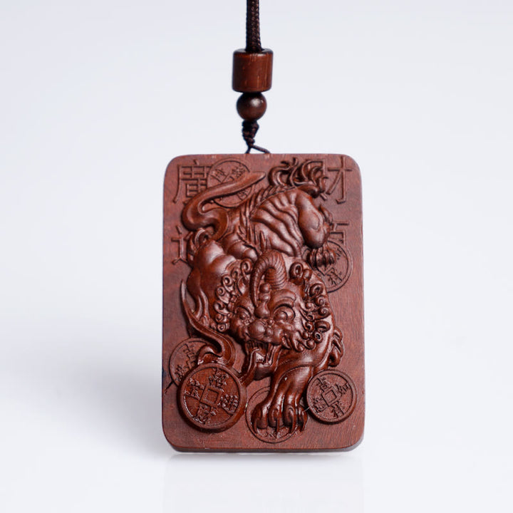 Buddha Stones Naturalne Uderzenie Pioruna Jujube Drewno PiXiu Miedziana Moneta Naszyjnik Dobrobytu Wisiorek