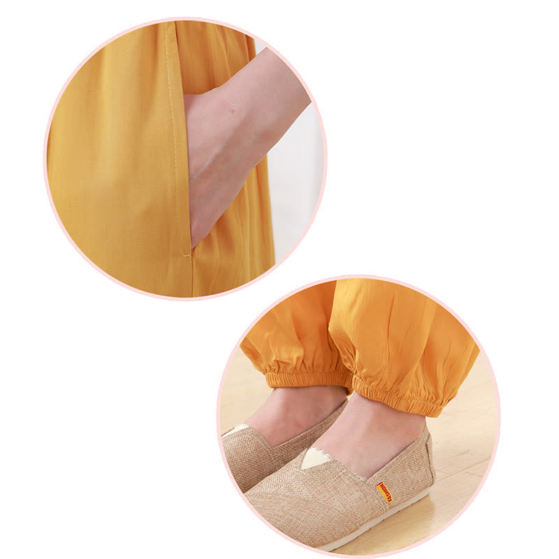 Buddha Stones 2 szt. Koszulka z krótkim rękawem Spodnie Medytacja Zen Tai Chi Bawełna Lniana Odzież Unisex Zestaw - image 9