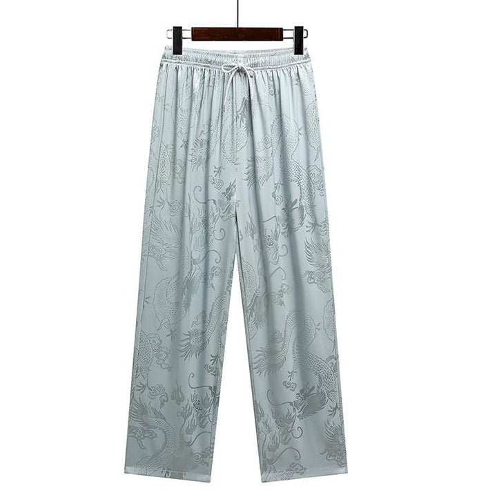 Buddha Stones Wzór Smoka Strój Tang Hanfu Tradycyjny Mundur Krótki Rękaw Top Spodnie Odzież Męski Zestaw - image 7