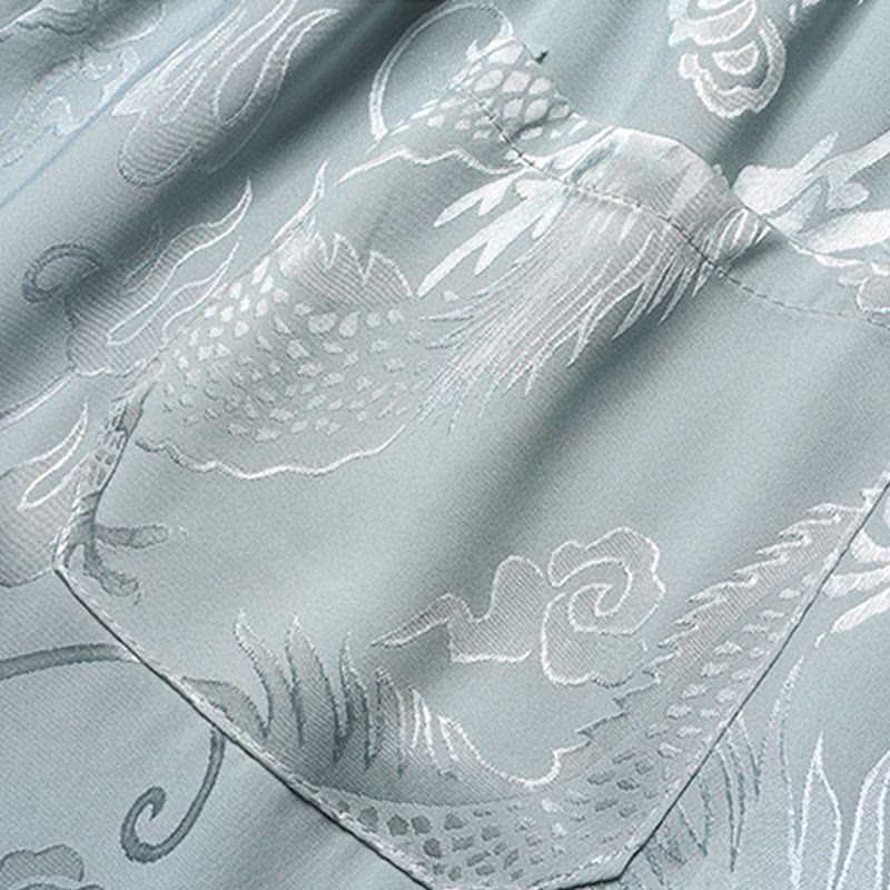 Buddha Stones Wzór Smoka Strój Tang Hanfu Tradycyjny Mundur Krótki Rękaw Top Spodnie Odzież Męski Zestaw - image 10