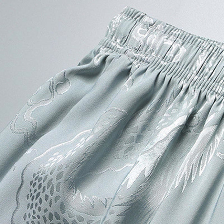 Buddha Stones Wzór Smoka Strój Tang Hanfu Tradycyjny Mundur Krótki Rękaw Top Spodnie Odzież Męski Zestaw - image 9