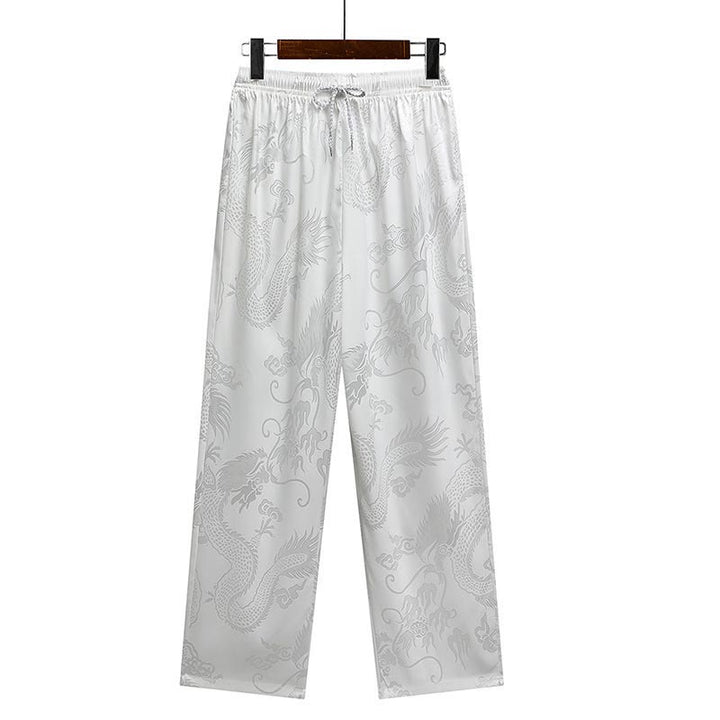 Buddha Stones Wzór Smoka Strój Tang Hanfu Tradycyjny Mundur Krótki Rękaw Top Spodnie Odzież Męski Zestaw - image 18