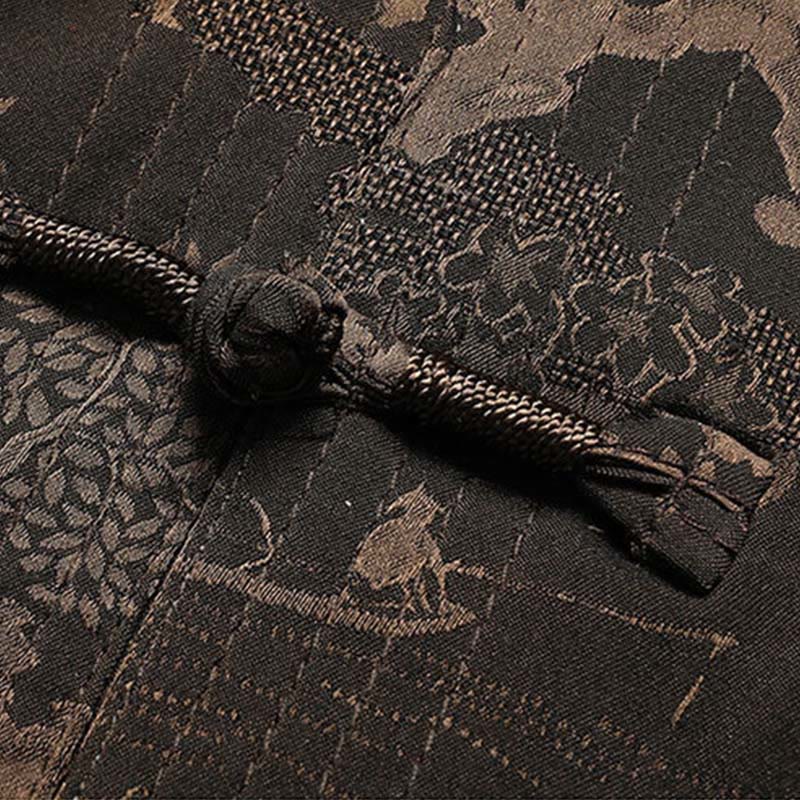 Buddha Stones Sosna Pawilon Ogród Tang Garnitur Hanfu Tradycyjny Mundur Krótki Rękaw Top Spodnie Odzież Męski Zestaw - image 7