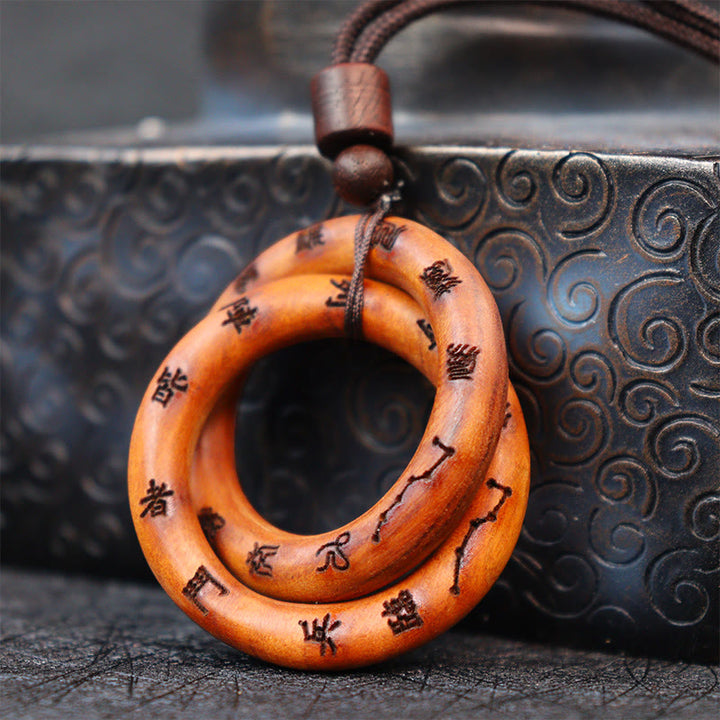 Buddha Stones Uderzony Piorunem Jujube Drewno Taoistyczne Yin Yang Pierścień Qiankun Koło Leizu Taboo Szczęście Naszyjnik Wisiorek