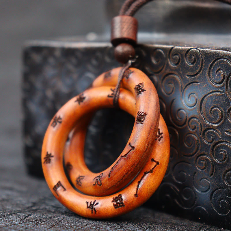 Buddha Stones Uderzony Piorunem Jujube Drewno Taoistyczne Yin Yang Pierścień Qiankun Koło Leizu Taboo Szczęście Naszyjnik Wisiorek
