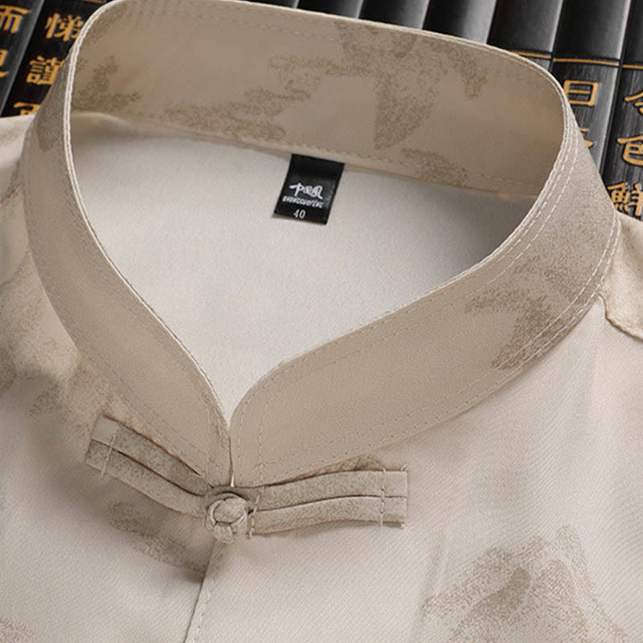 Buddha Stones Drzewa Tang Strój Hanfu Tradycyjny Mundur Krótki Rękaw Top Spodnie Odzież Męski Zestaw - image 3