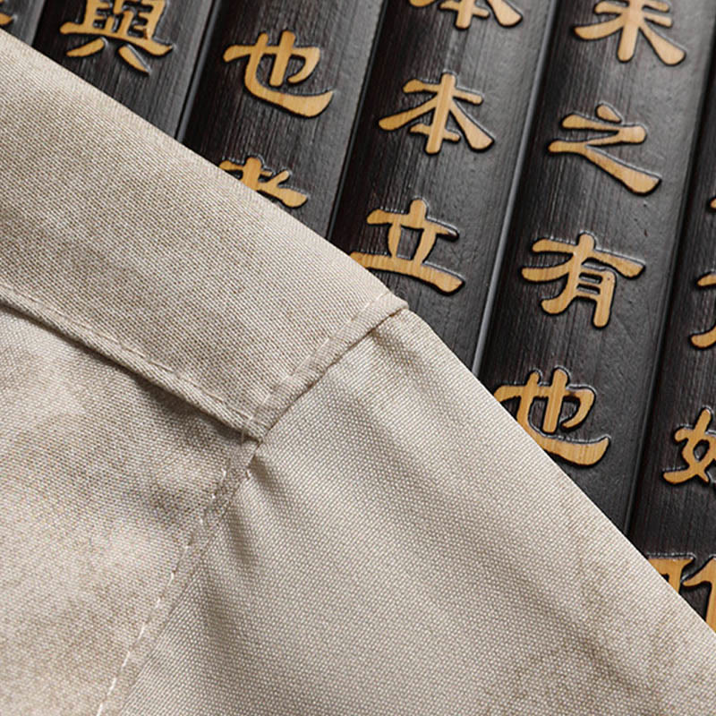 Buddha Stones Drzewa Tang Strój Hanfu Tradycyjny Mundur Krótki Rękaw Top Spodnie Odzież Męski Zestaw - image 6