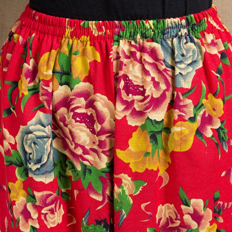 Buddha Stones w stylu etnicznym, czerwone, zielone kwiaty, spodnie haremowe z kieszeniami - image 5