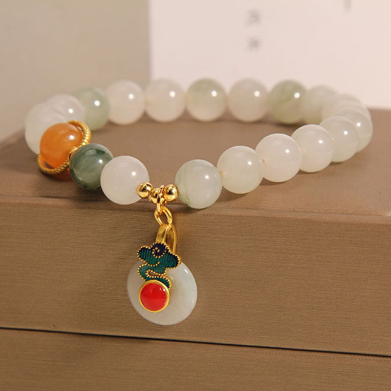 Buddha Stones Jadeit Pomyślne Chmury Czerwony Agat Cytryn Bransoletka Dobrobytu