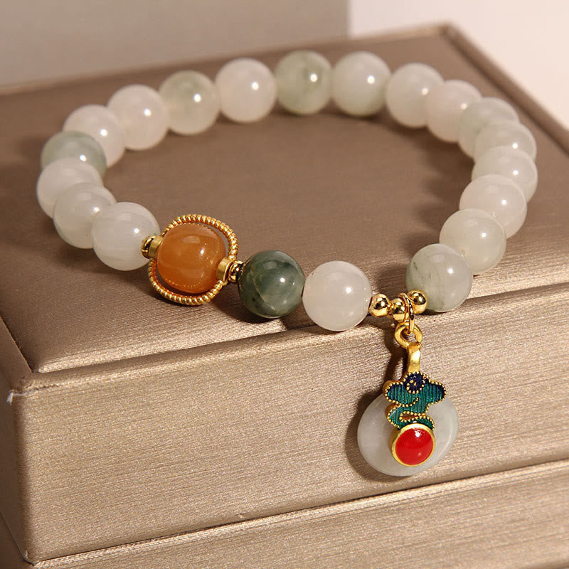 Buddha Stones Jadeit Pomyślne Chmury Czerwony Agat Cytryn Bransoletka Dobrobytu