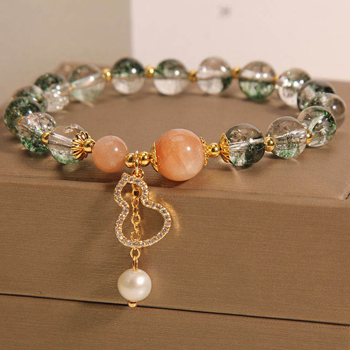 Bransoletka Buddha Stones Green Phantom Gourd Charm Confidence