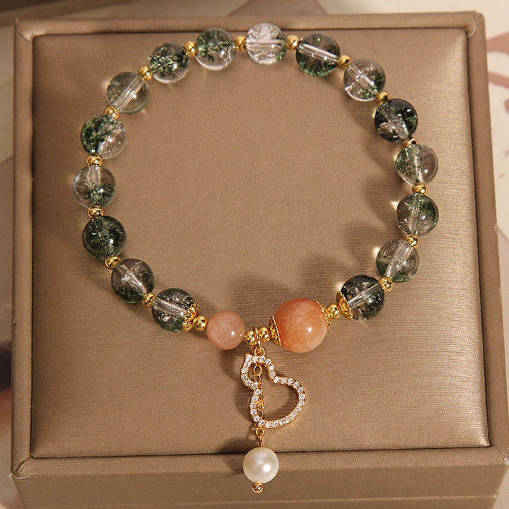 Bransoletka Buddha Stones Green Phantom Gourd Charm Confidence