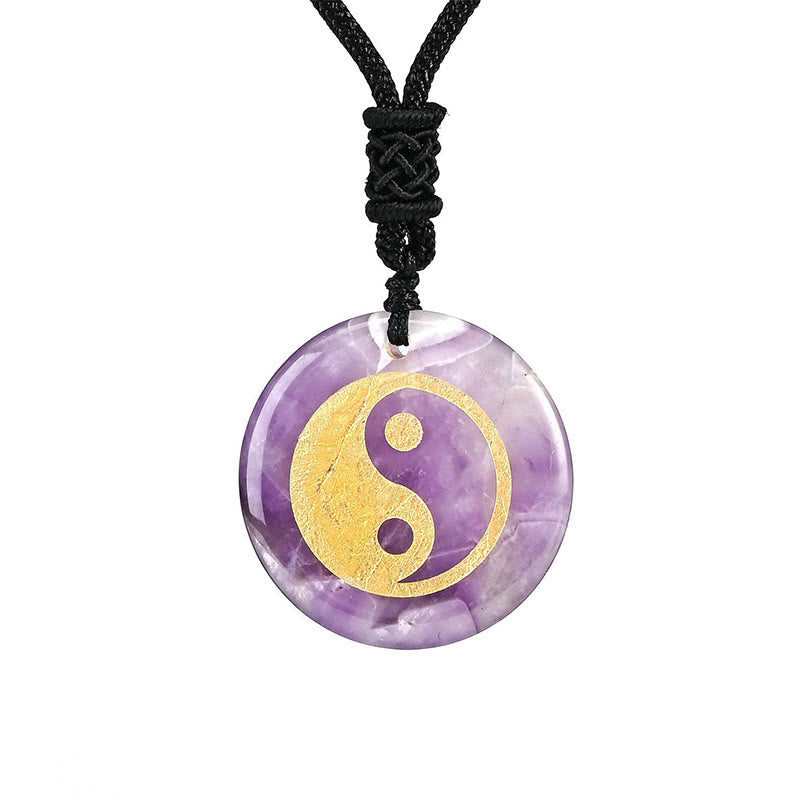 Buddha Stones Różne Kryształy Ametyst Tygrysie Oko Zielony Awenturyn Yin Yang Duchowy Naszyjnik Wisiorek