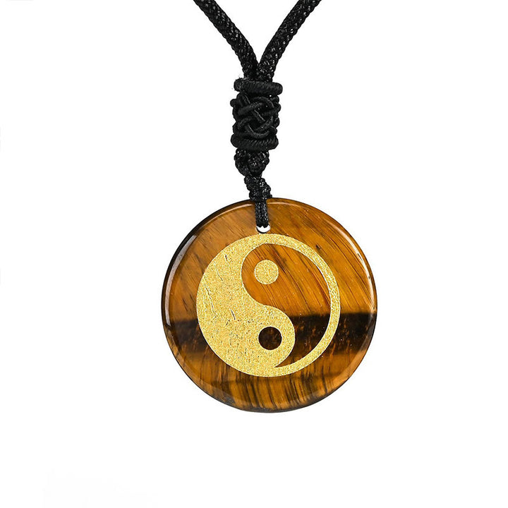 Buddha Stones Różne Kryształy Ametyst Tygrysie Oko Zielony Awenturyn Yin Yang Duchowy Naszyjnik Wisiorek