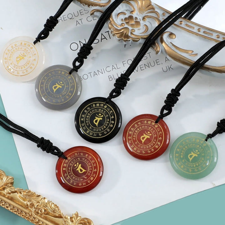 Buddha Stones Wajroczana Tathagata Sanskryt Mantra Różnorodny Kryształ Czarny Obsydian Zielony Awenturyn Siła Naszyjnik Wisiorek