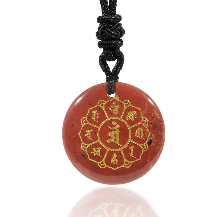 Buddha Stones Om Mani Padme Hum Naturalne Różnorodne Kryształowe Czarne Obsydianowe Naszyjnik Siła Wisiorek