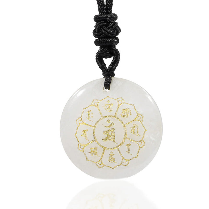 Buddha Stones Om Mani Padme Hum Naturalne Różnorodne Kryształowe Czarne Obsydianowe Naszyjnik Siła Wisiorek