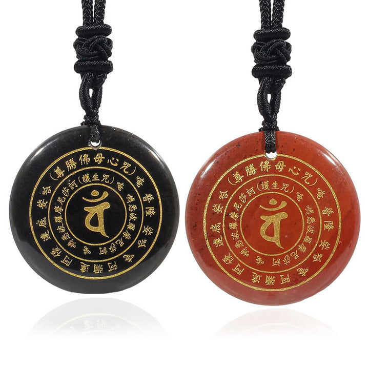 Buddha Stones Wajroczana Tathagata Sanskryt Mantra Różnorodny Kryształ Czarny Obsydian Zielony Awenturyn Siła Naszyjnik Wisiorek