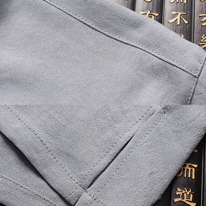 Buddha Stones Fu Charakter Tang Garnitur Hanfu Tradycyjny Mundur Krótki Rękaw Top Spodnie Odzież Męski Zestaw - image 15