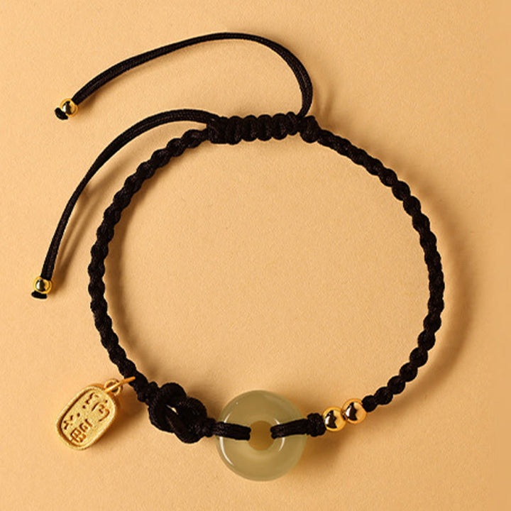 Bransoletka z Buddha Stones Hetian Jade Peace Buckle Fu Character String Luck - image 8