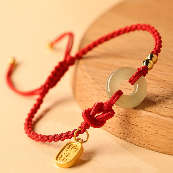 Bransoletka z Buddha Stones Hetian Jade Peace Buckle Fu Character String Luck