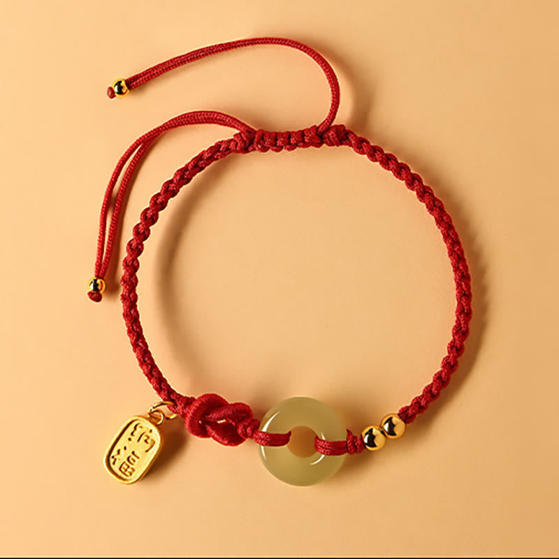 Bransoletka z Buddha Stones Hetian Jade Peace Buckle Fu Character String Luck