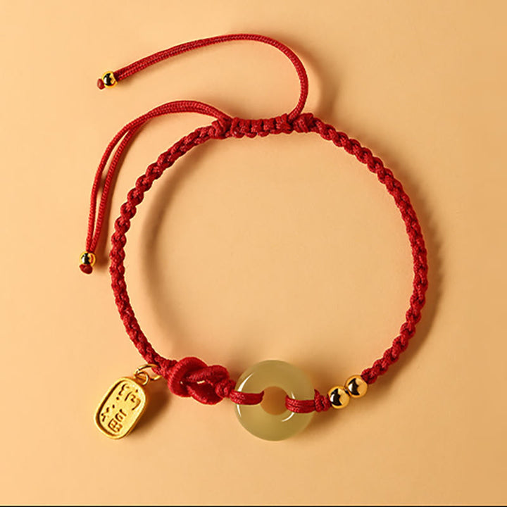 Bransoletka z Buddha Stones Hetian Jade Peace Buckle Fu Character String Luck
