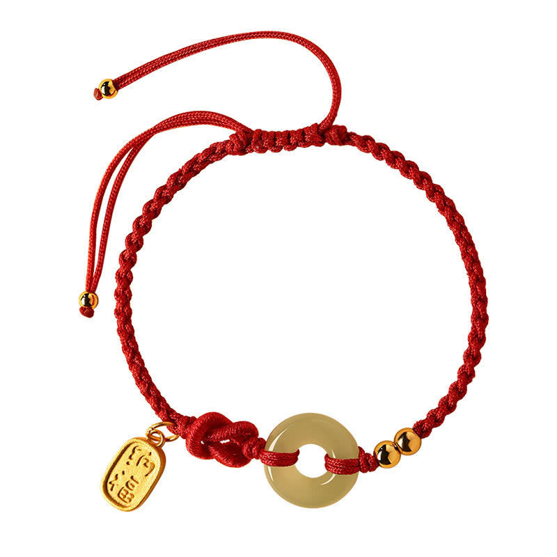Bransoletka z Buddha Stones Hetian Jade Peace Buckle Fu Character String Luck - image 6