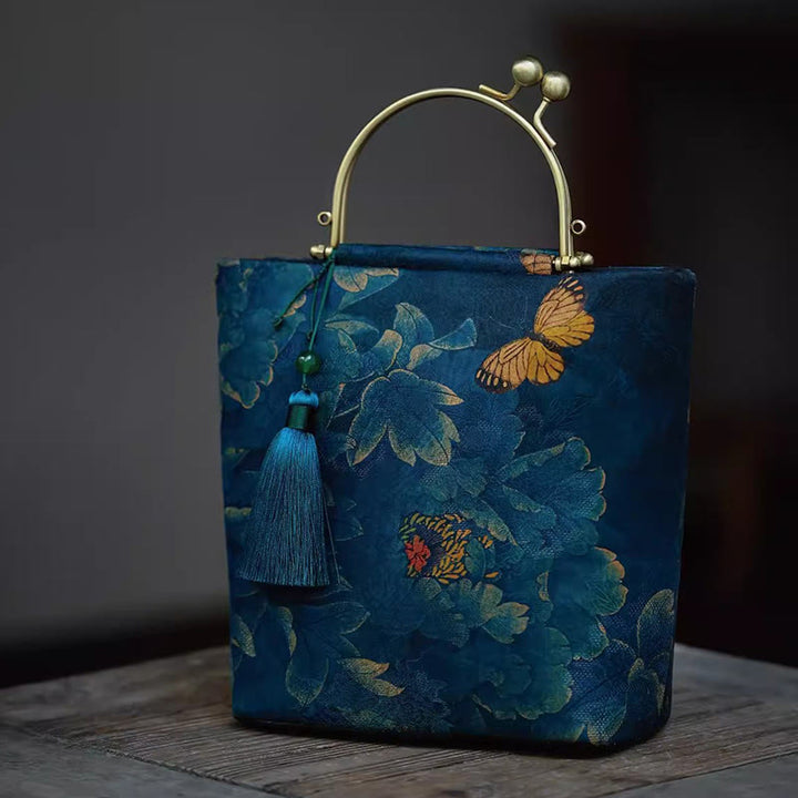 Buddha Stones Liście Motyl Metalowy Łańcuch Torba Crossbody Torba Na Ramię Torebka