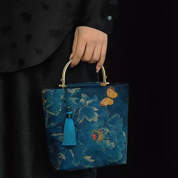 Buddha Stones Liście Motyl Metalowy Łańcuch Torba Crossbody Torba Na Ramię Torebka