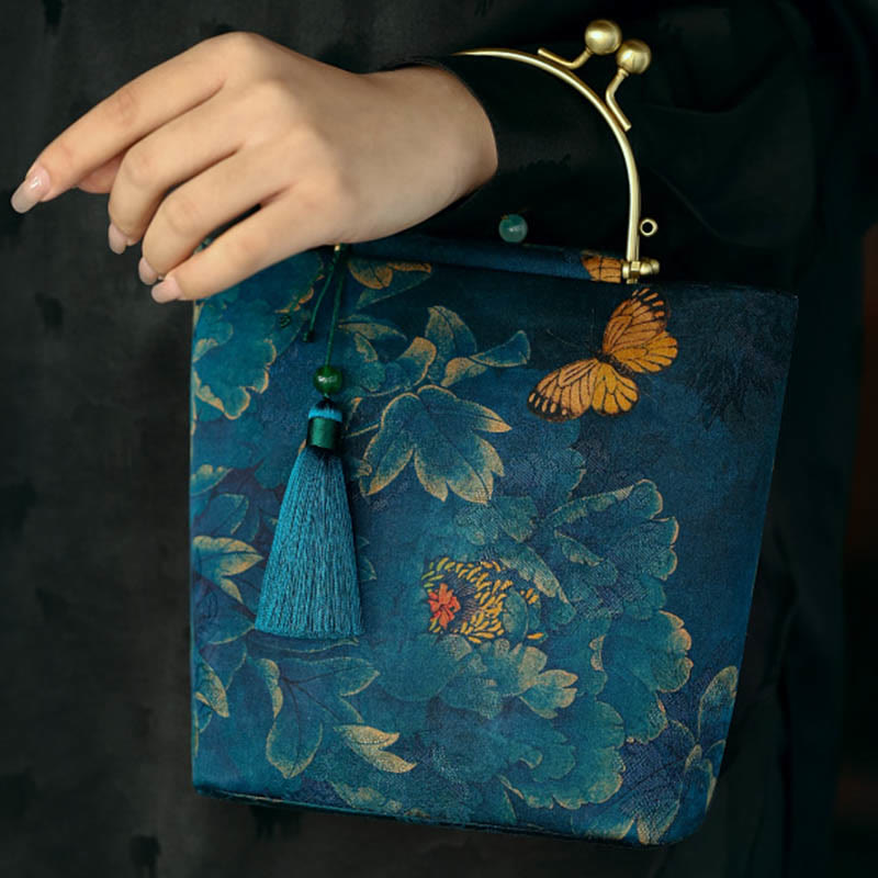Buddha Stones Liście Motyl Metalowy Łańcuch Torba Crossbody Torba Na Ramię Torebka