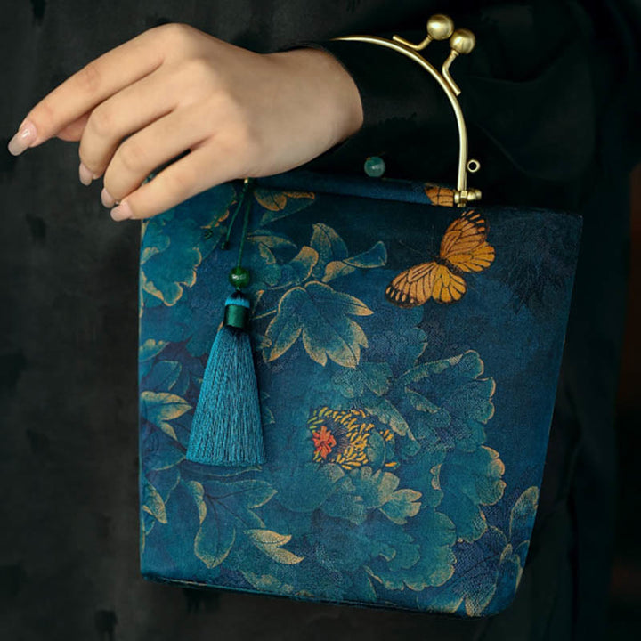 Buddha Stones Liście Motyl Metalowy Łańcuch Torba Crossbody Torba Na Ramię Torebka