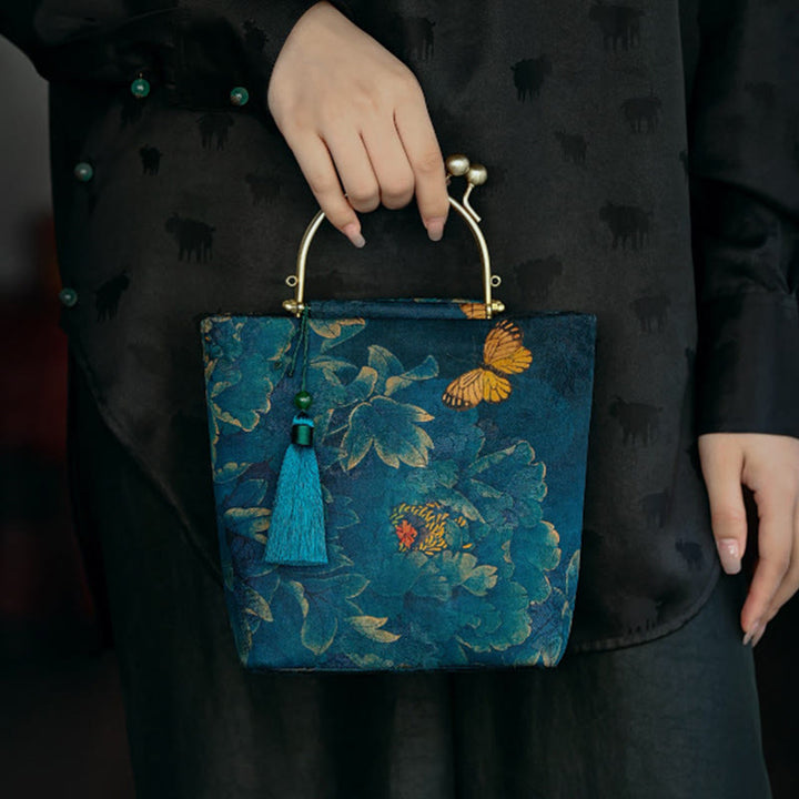 Buddha Stones Liście Motyl Metalowy Łańcuch Torba Crossbody Torba Na Ramię Torebka