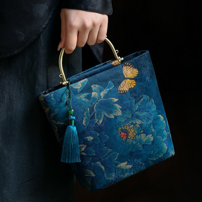 Buddha Stones Liście Motyl Metalowy Łańcuch Torba Crossbody Torba Na Ramię Torebka