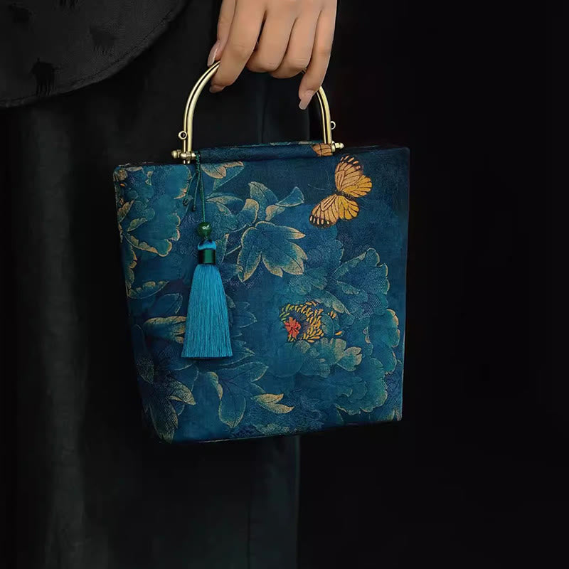 Buddha Stones Liście Motyl Metalowy Łańcuch Torba Crossbody Torba Na Ramię Torebka