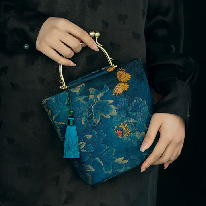 Buddha Stones Liście Motyl Metalowy Łańcuch Torba Crossbody Torba Na Ramię Torebka