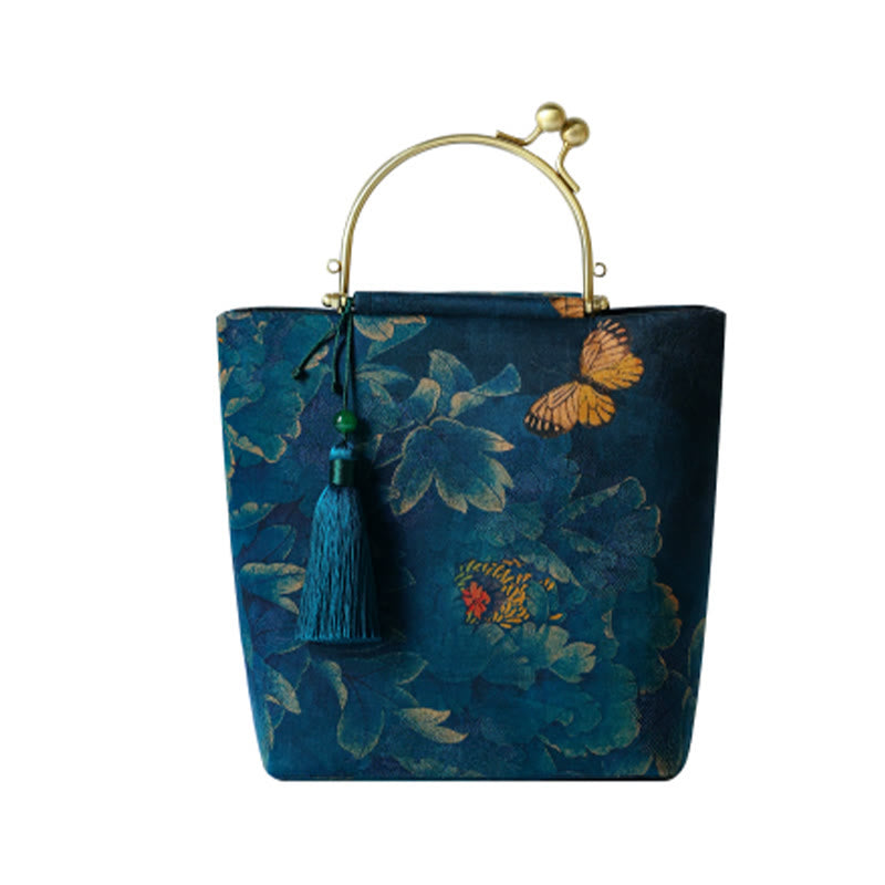 Buddha Stones Liście Motyl Metalowy Łańcuch Torba Crossbody Torba Na Ramię Torebka