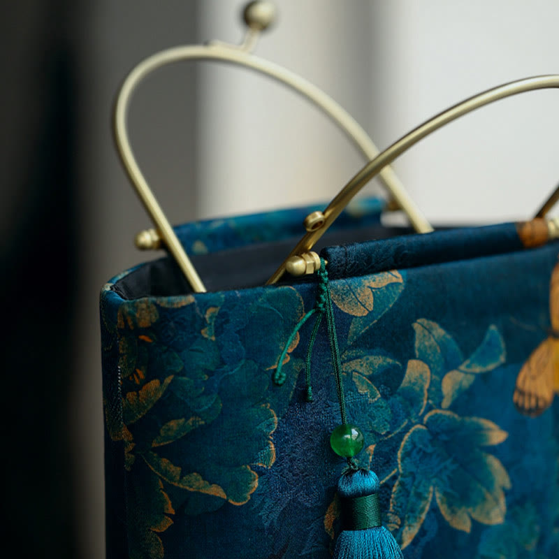 Buddha Stones Liście Motyl Metalowy Łańcuch Torba Crossbody Torba Na Ramię Torebka